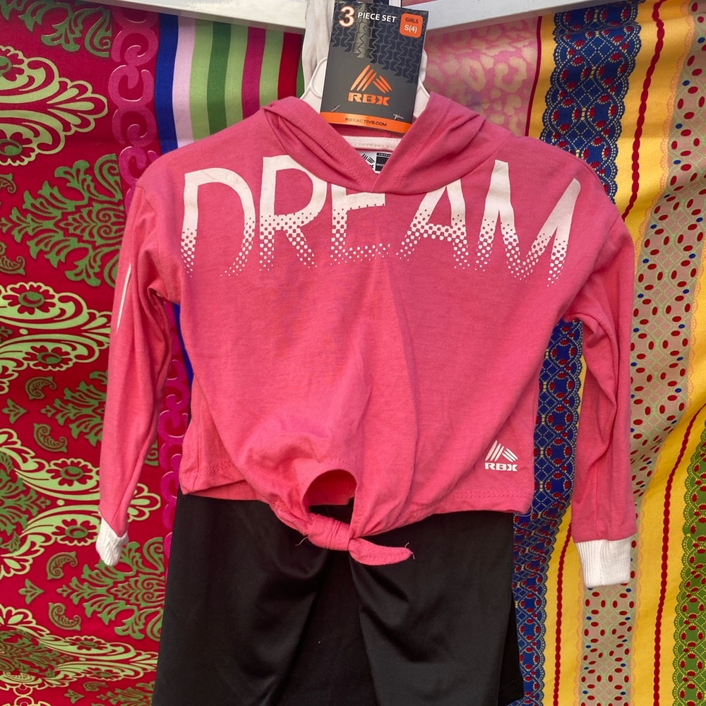 RBX Baby Girl’s Pink & Black 3 Piece ActivewearSet